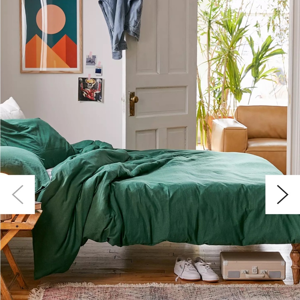 Urban Outfitters T shirt Jersey Duvet Cover/ 2 Pillow Cases King Size Dark Green